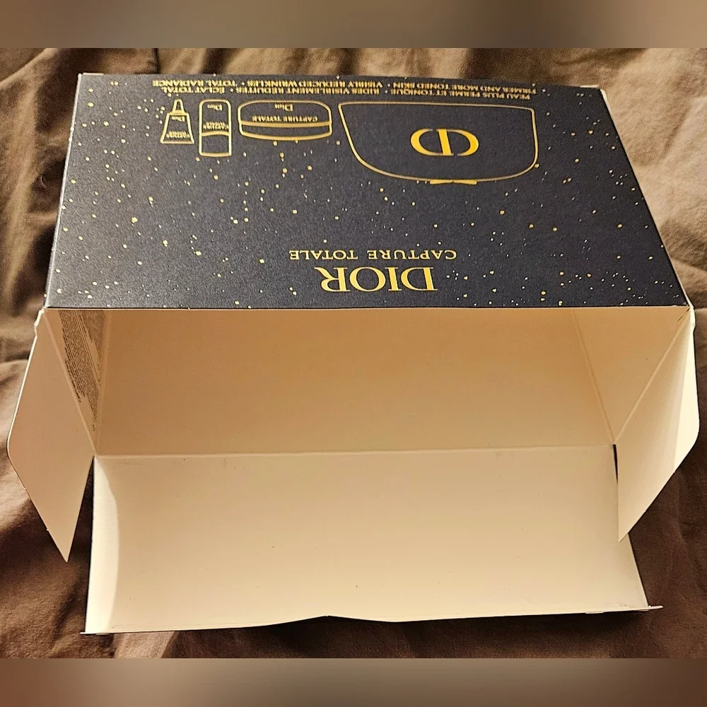 Dior Limited Edition Holiday Luxury Designer Gift Box Blue Gold Capture Totale